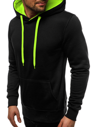 Hanorac cu glugă bărbați neagră-celadon OZONEE JS/2011