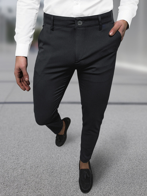 Pantaloni chino bărbaţi negri OZONEE DJ/5526