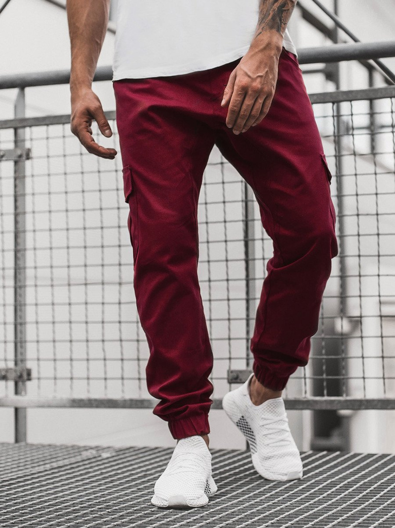 Pantaloni jogger bărbați bordo OZONEE A/404