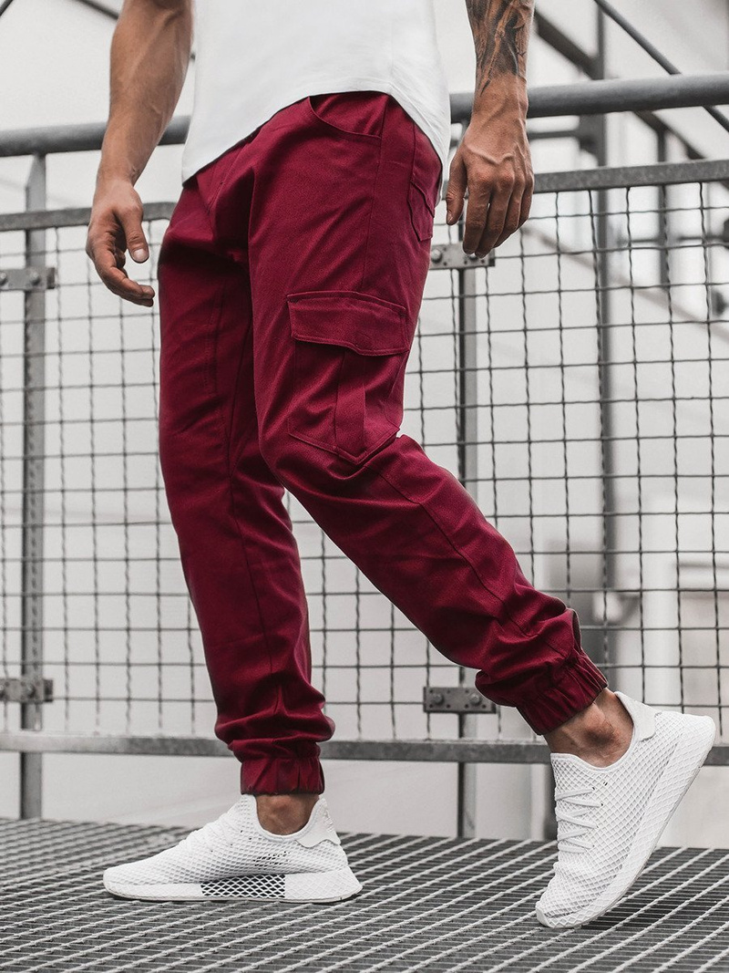 Pantaloni jogger bărbați bordo OZONEE A/404