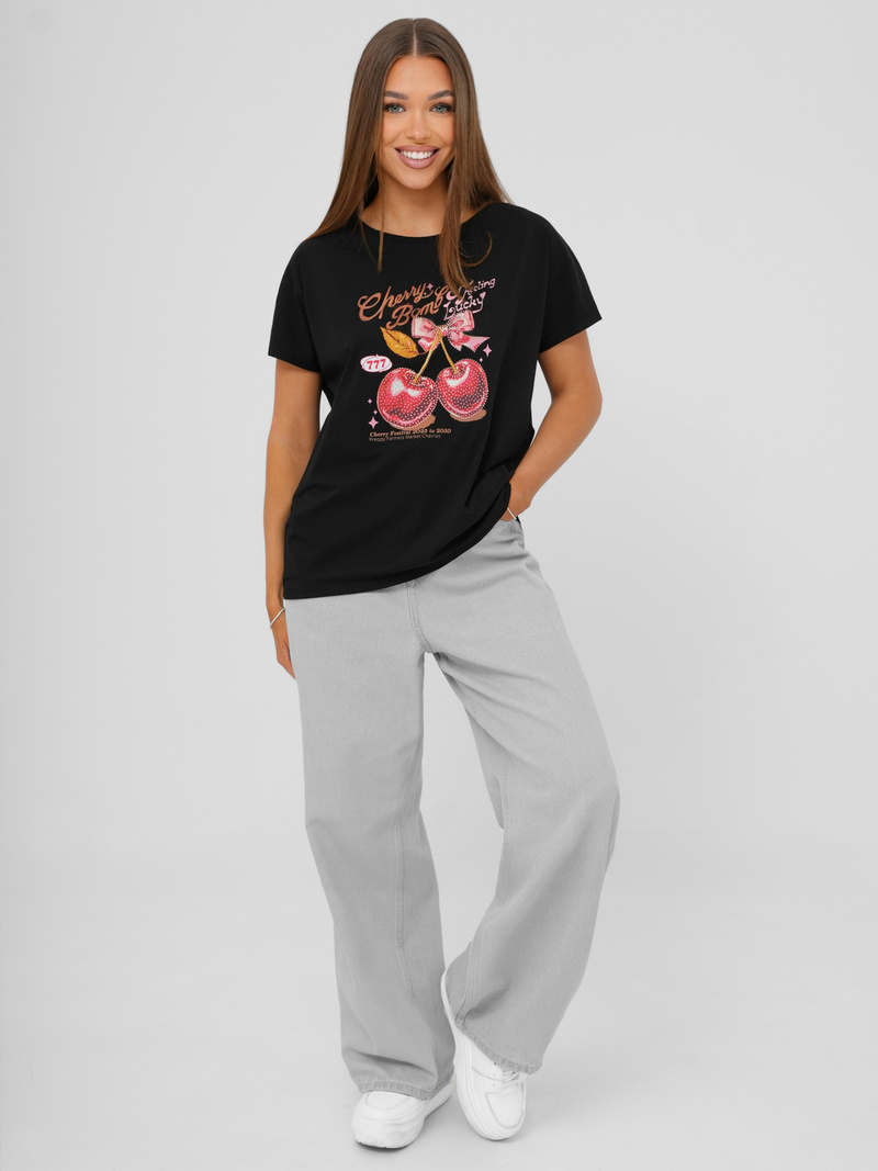 Tricou femei negri OZONEE JS/95T2568/3