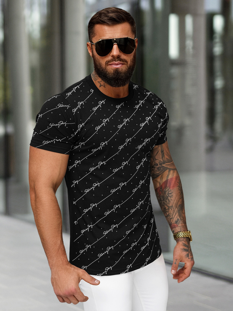 Tricou bărbați negru OZONEE O/QQ1323