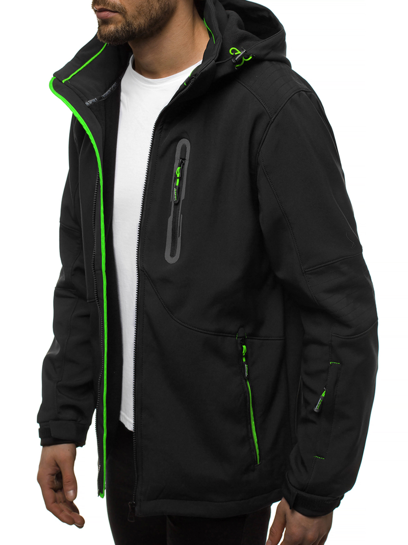 Jachetă bărbați SOFTSHELL negru-verde OZONEE GE/12263Z