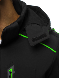Jachetă bărbați SOFTSHELL neagră-verde OZONEE GE/12259Z