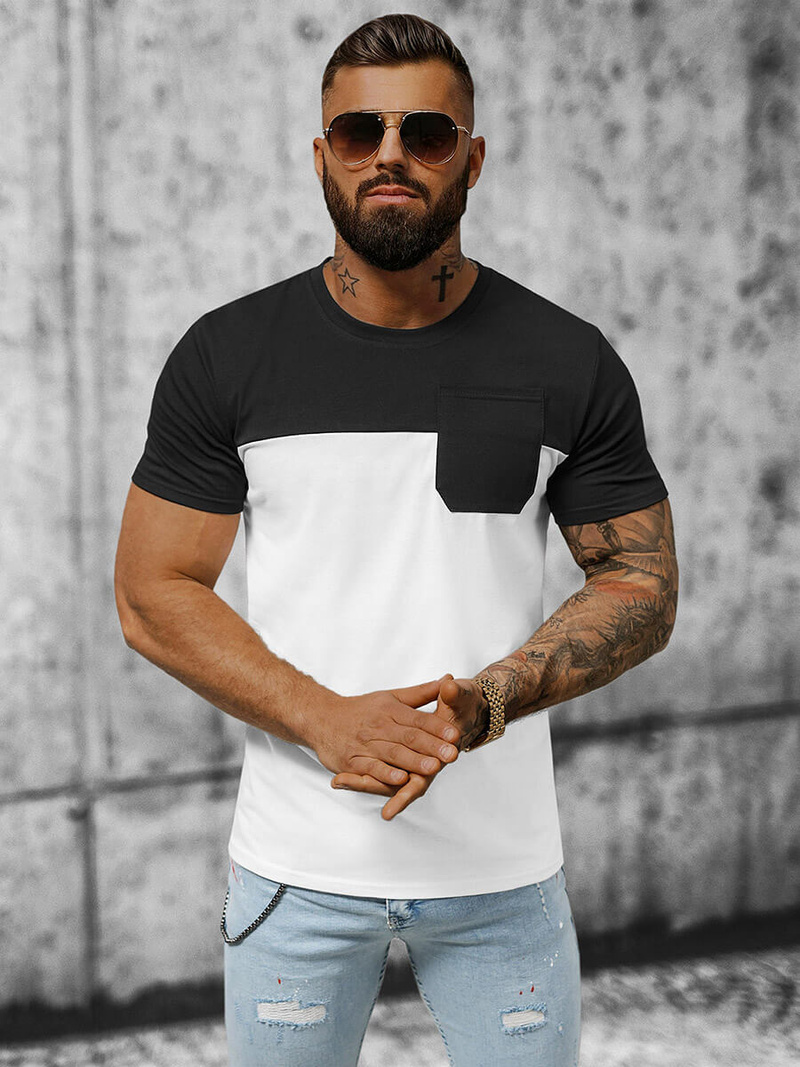 Tricou bărbați negru-alb OZONEE JS/8T91/1Z