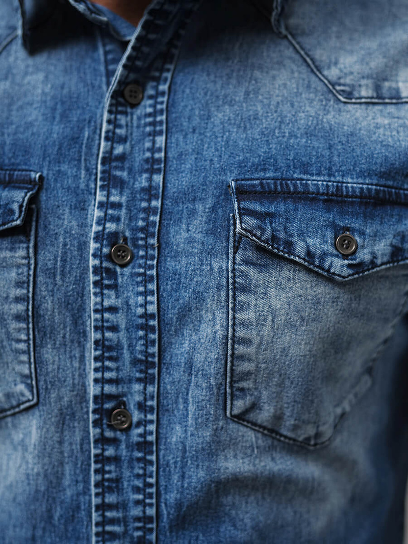 Cămașă de blugi bărbați albastră închis OZONEE NB/MC710BS