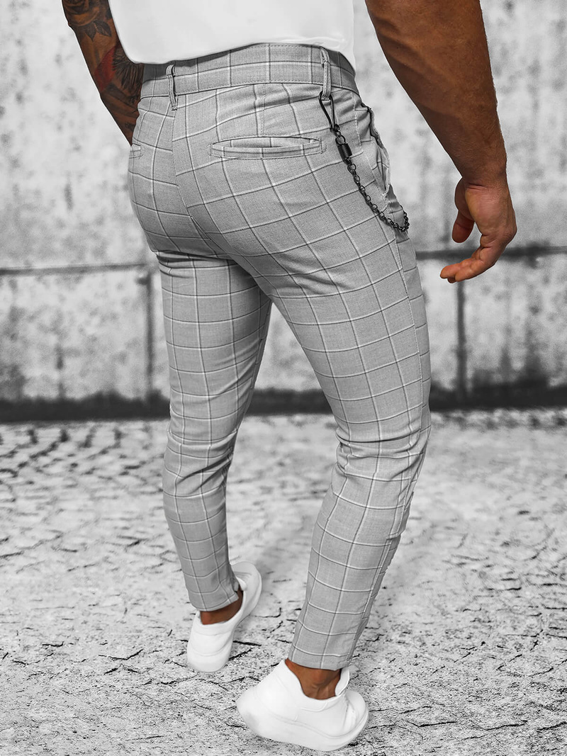 Pantaloni chino bărbaţi gri OZONEE DJ/550172