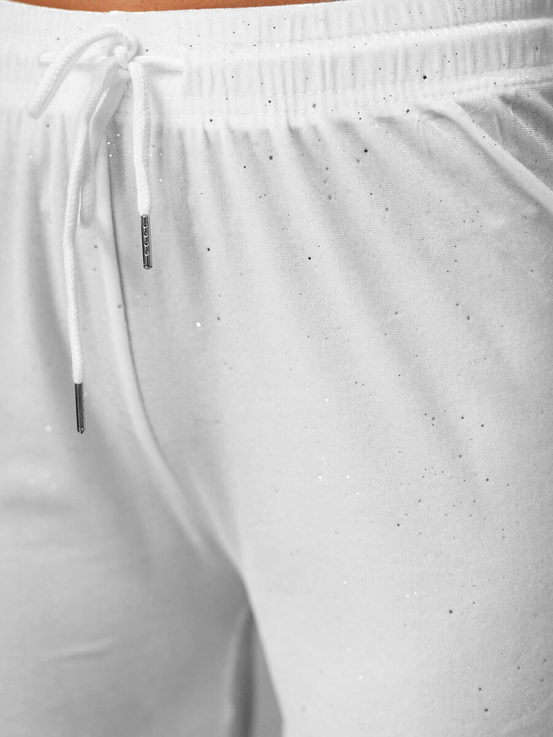 Pantaloni din catifea de dama albi OZONEE JS/92K519/1