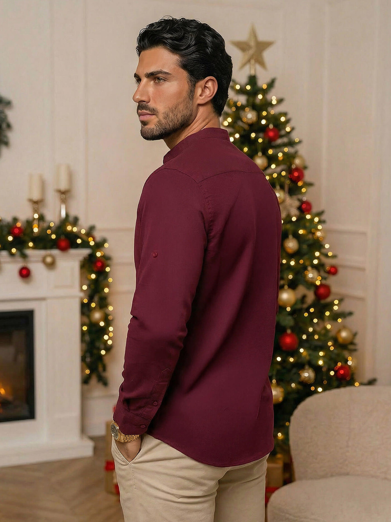 Cămașă bărbați bordo OZONEE O/V57Z