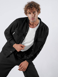 Cămașă bărbați neagră OZONEE O/GOM23039