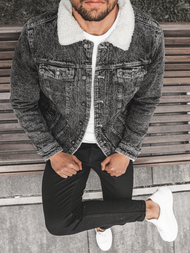 Jachetă de blugi bărbați neagră OZONEE JB/JP1160Z