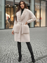 Palton de dama bej OZONEE JS/53M5200/155Z