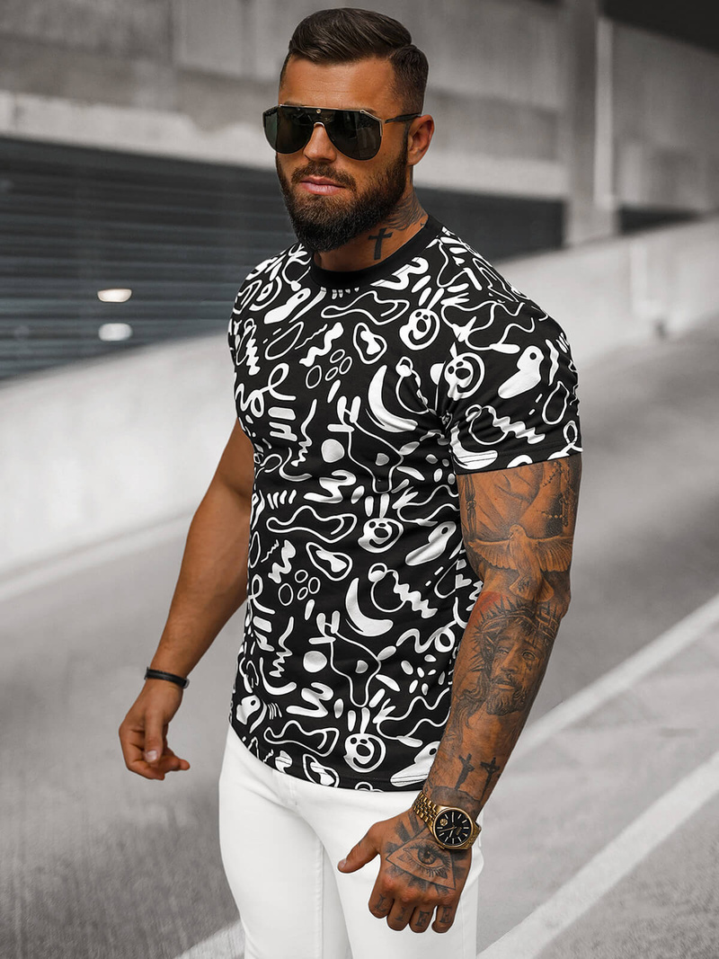 Tricou bărbați negri OZONEE JS/8T1205/3