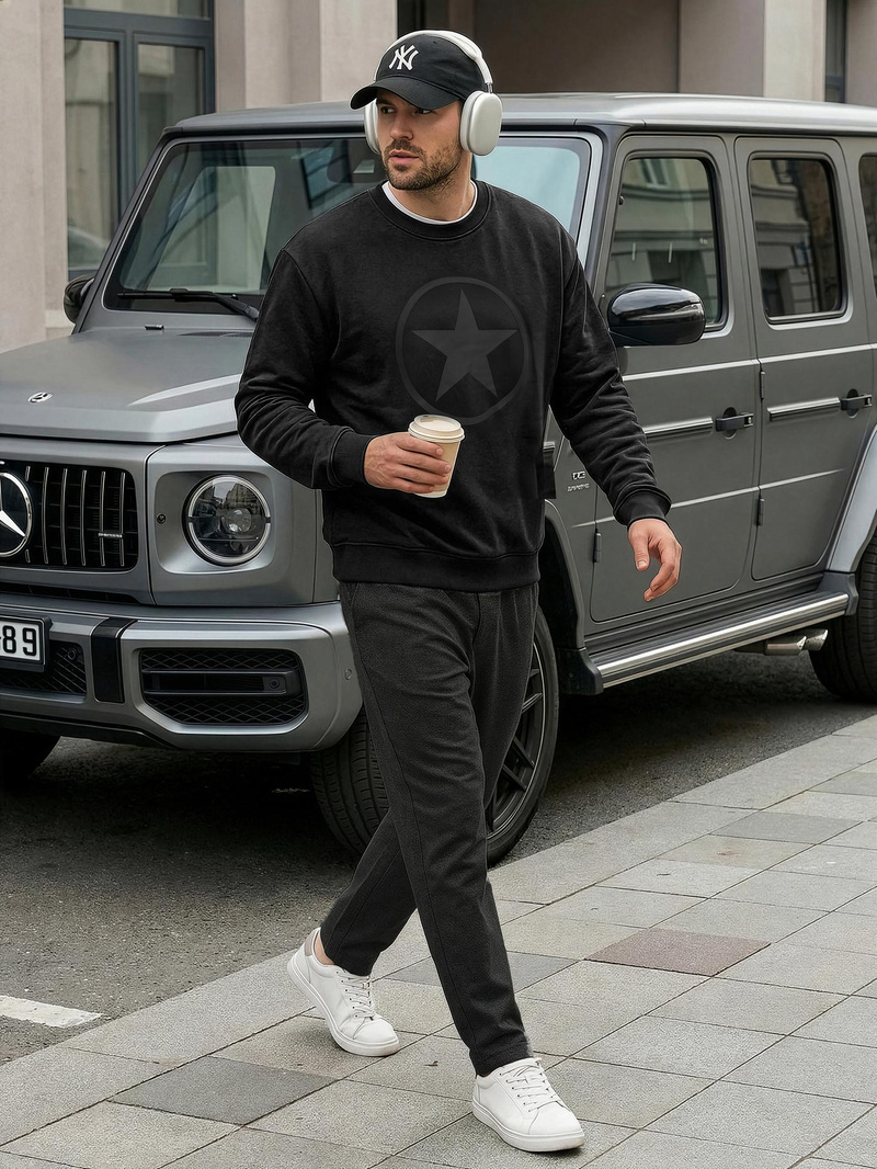 Bluză de trening bărbați negru OZONEE JS/8B1991/3