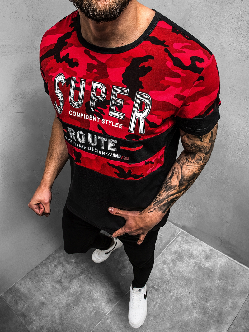 Tricou bărbați roșu OZONEE JS/SS11103Z