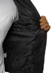 Geacă de piele bărbați neagră OZONEE JB/JP1131