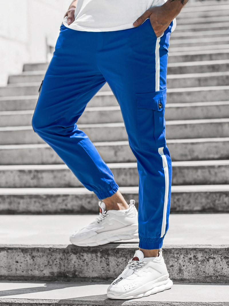 Pantaloni chino jogger pentru bărbați albaștri OZONEE DJ/5580
