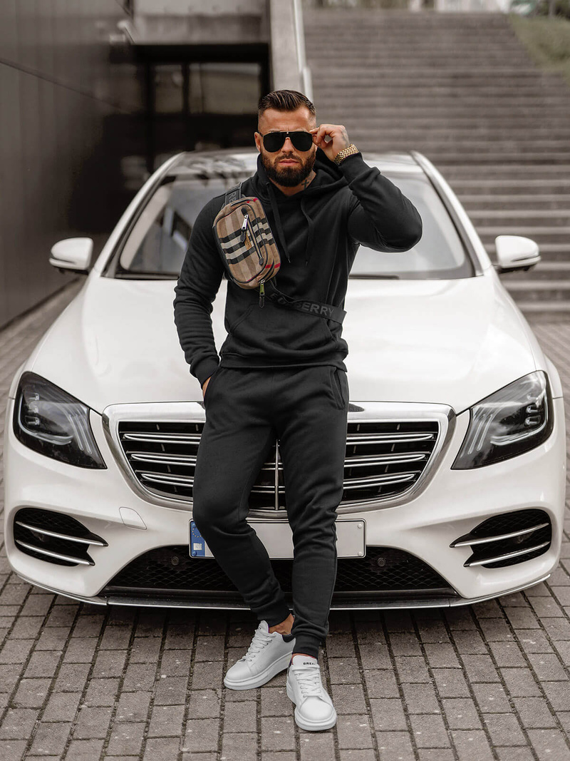 Compleu sport bărbaţi negru OZONEE JS/68C10381/3Z