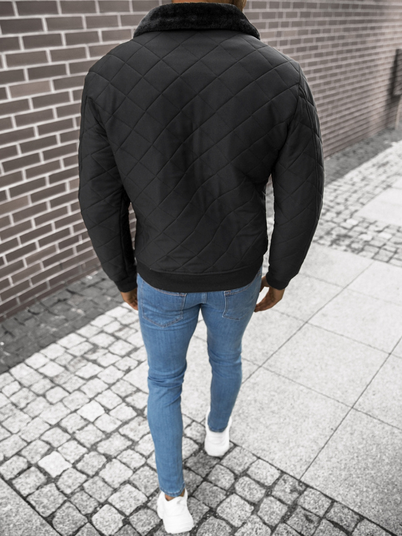 Jachetă de primăvară bărbați neagră OZONEE O/9032