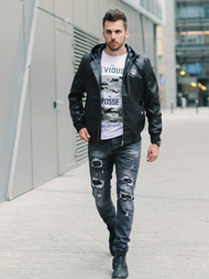 Jachetă bărbați neagră OZONEE N/5003/18Z