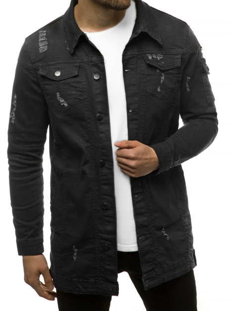 Jachetă de blugi bărbați neagră OZONEE G/474K