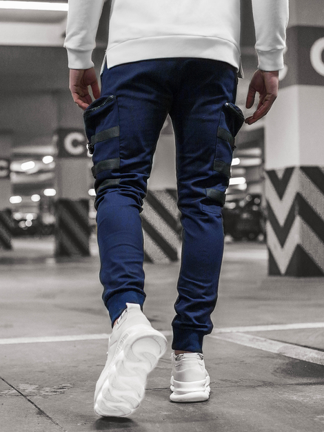 Pantaloni chino jogger pentru bărbați albastru marin OZONEE G/11132