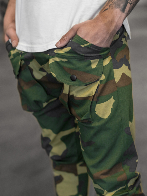 Pantaloni chino jogger pentru bărbați camuflaj-verde OZONEE G/11144