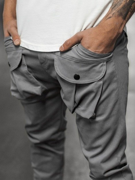Pantaloni chino jogger pentru bărbați gri OZONEE G/11144