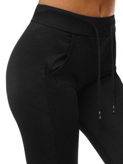 Pantaloni de training femei negri-galben OZONEE O/82286
