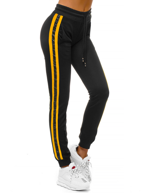 Pantaloni de training femei negri-galben OZONEE O/82318