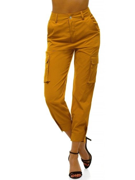 Pantaloni jogger pentru femei galben OZONEE O/HM002
