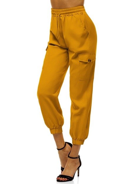 Pantaloni jogger pentru femei galben OZONEE O/HM003