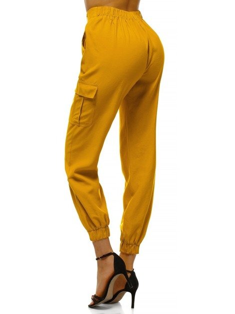 Pantaloni jogger pentru femei galben OZONEE O/HM005