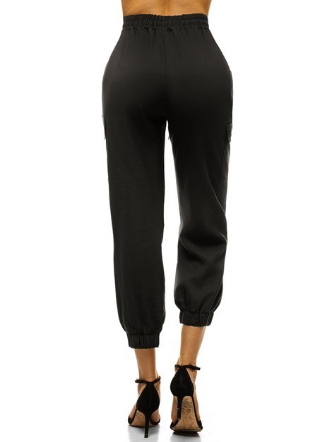 Pantaloni jogger pentru femei negri OZONEE O/HM003