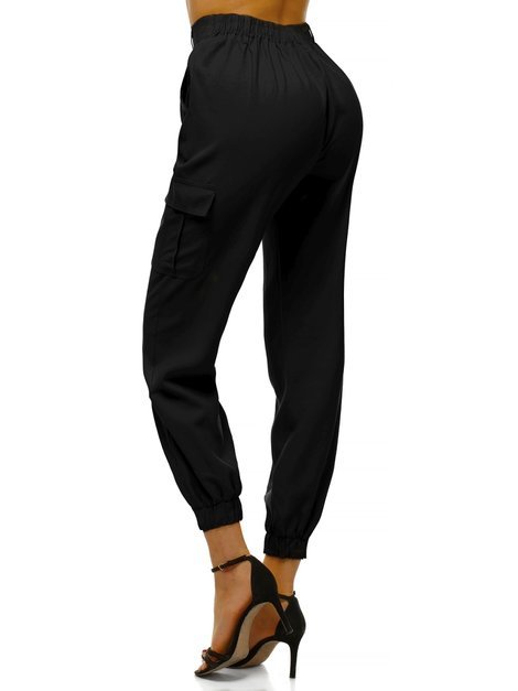 Pantaloni jogger pentru femei negri OZONEE O/HM005