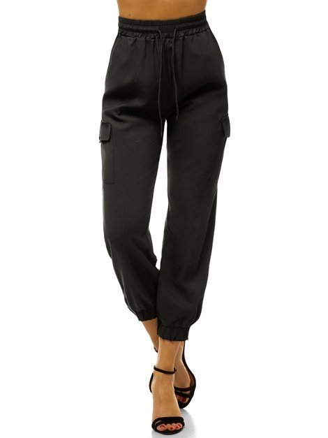 Pantaloni jogger pentru femei negri OZONEE O/HM006