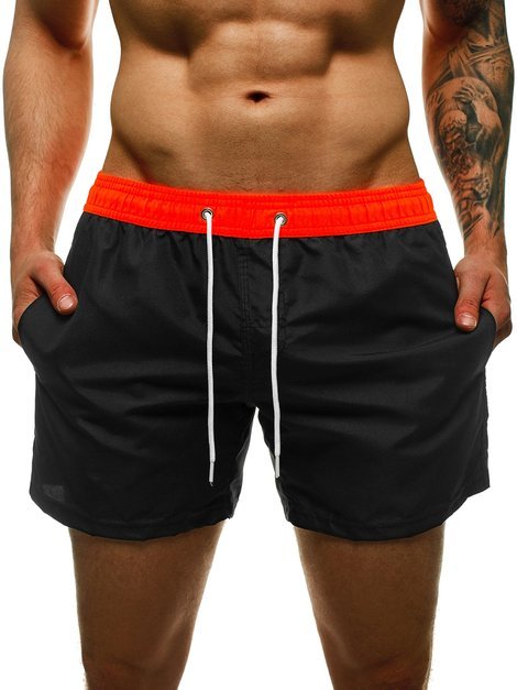 Pantaloni scurti de baie bărbați negru-portocaliu OZONEE ST004-8