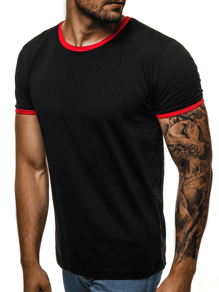 Tricou bărbați negru-roșu OZONEE O/1177 