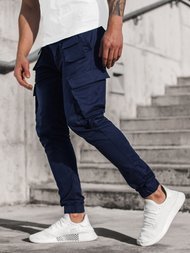 Pantaloni chino jogger pentru bărbați albastru marin OZONEE G/2788