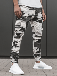 Pantaloni chino jogger pentru bărbați negri-albi OZONEE A/1005