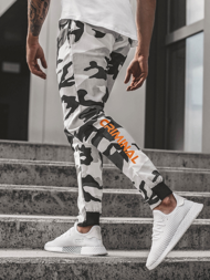 Pantaloni chino jogger pentru bărbați negri-albi OZONEE G/11119