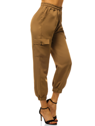 Pantaloni jogger pentru femei camel OZONEE O/HM006