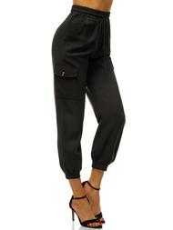 Pantaloni jogger pentru femei negri OZONEE O/HM006