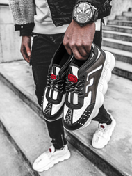 Sneakers bărbați albă-negri OZONEE G/2020